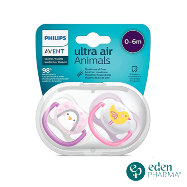 AVENT 2 SUCETTES ULTRA AIR ANIMALS FILLE 0-6M