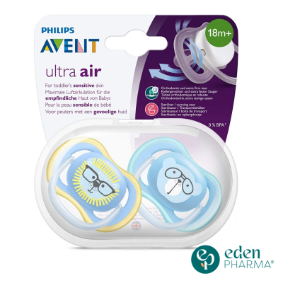 AVENT 2 SUCETTES ULTRA AIR GARÇON 18M+