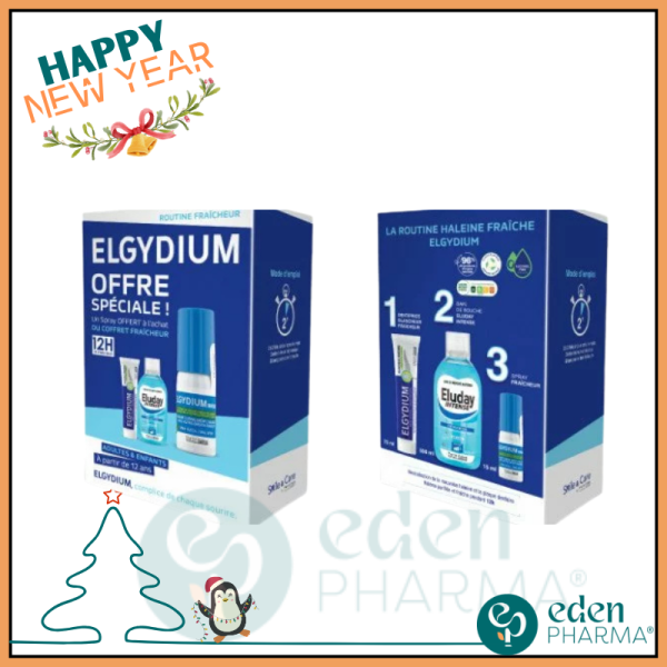 ELGYDIUM BAIN DE BOUCHE INTENSE + DENTIFRICE BLANCHEUR + SPRAY FRAÎCHEUR GRATUIT