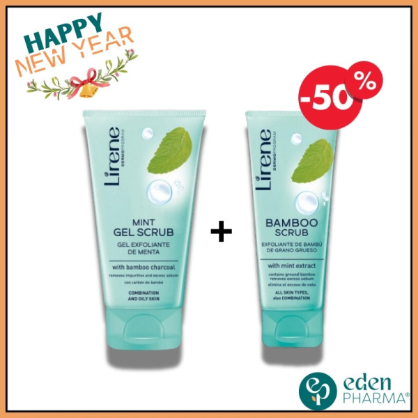 LIRENE PACK GEL NETTOYANT MENTHE 150ML + PEELING BAMBO -50%