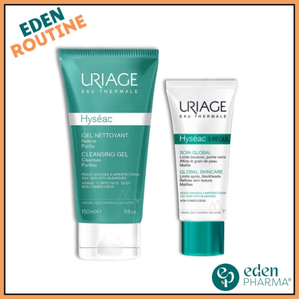 OFFRE URIAGE HYSEAC GEL NETTOYANT + SOIN GLOBAL REGUL3+ ANTI IMPERFECTIONS