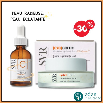 SVR PACK PEAU ECLATANTE AMPOULE C ANTI OX + C20 CREME BIOTIC 50ML