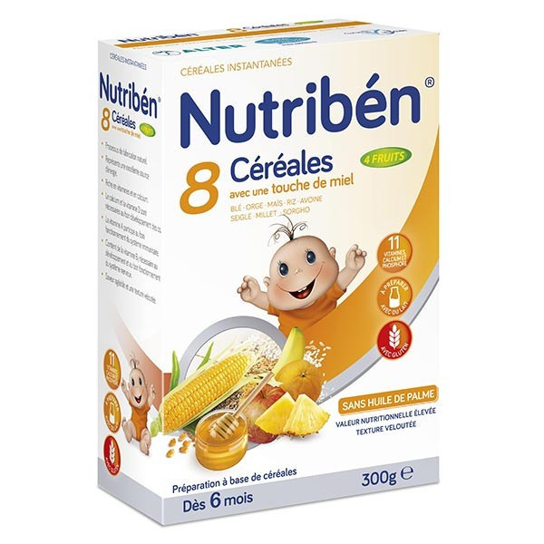 NUTRIBÉN 8 CÉRÉALES ET MIEL 4 FRUITS +6M 300G