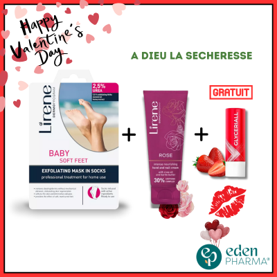 VENTE FLASH LIRENE CREME A MAINS + LIRENE CHAUSSETTES SOFT 2.5% UREA + BAUME A LEVRE GRATUIT