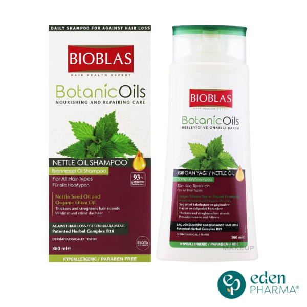 BIOBLAS HERBAL SHAMPOING AUX HERBES BOTANIC OILS A L'ORTIE 360ML