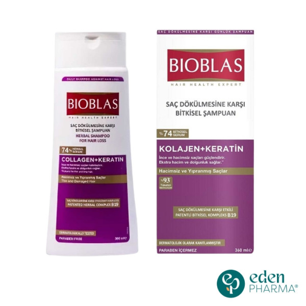 BIOBLAS HERBAL SHAMPOING COLLAGEN+KERATIN 360ML