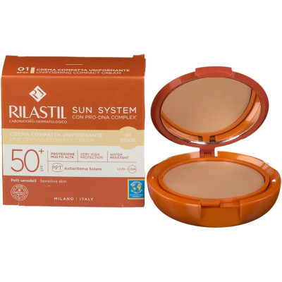 RILASTIL SUN SYSTEM CORRECTEUR DE TEINT COMPACT SOLAIRE TEINTÉ BEIGE SPF50 10G