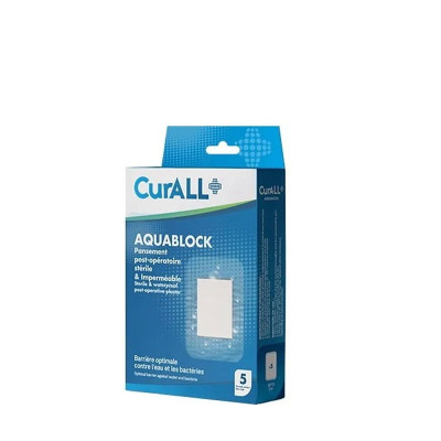 CURALL AQUABLOCK PANSEMENT POST-OPÉRATOIRE STÉRILE & IMPERMÉABLE 5*7CM BOITE DE 5