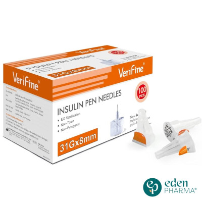 VERIFINE AIGUILLES STYLOS INSULINE 31G*8MM BT/100