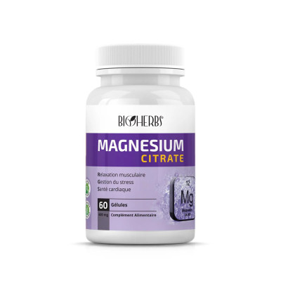 BIOHERBS MAGNÉSIUM CITRATE 60 GÉLULES