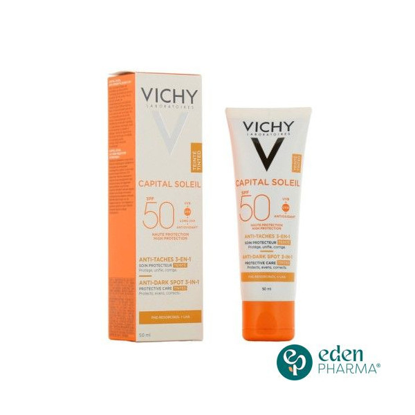 VICHY CAPITAL SOLEIL SOIN ANTI TACHES TEINTEE 3EN1 SPF50 50ML