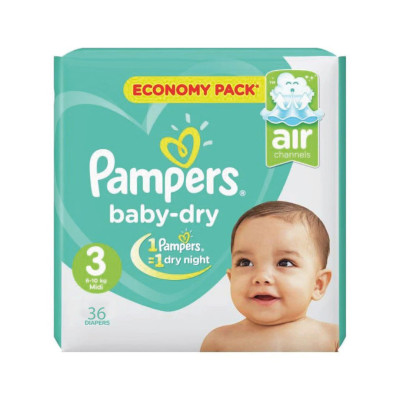 PAMPERS BABY DRY 6-10 KG (S3) P/36