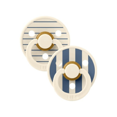 BIBS 02 SUCETTES NATURAL RUBBER IVORY STEEL BLUE MIX 1 AGE 0M+