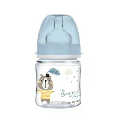 CANPOL BABIES BIBERON COL LARGE POLYPROPYLÈNE BONJOUR PARIS BLEU 120ML