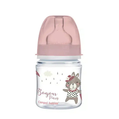 CANPOL BABIES BIBERON COL LARGE POLYPROPYLÈNE BONJOUR PARIS ROSE 120ML