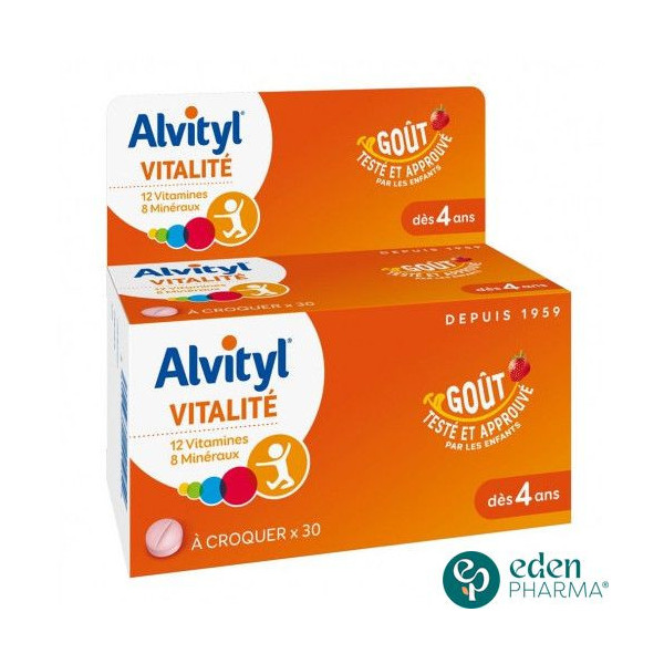 ALVITYL VITALITE A CROQUER GOUT FRAISE 30 COMPRIMES