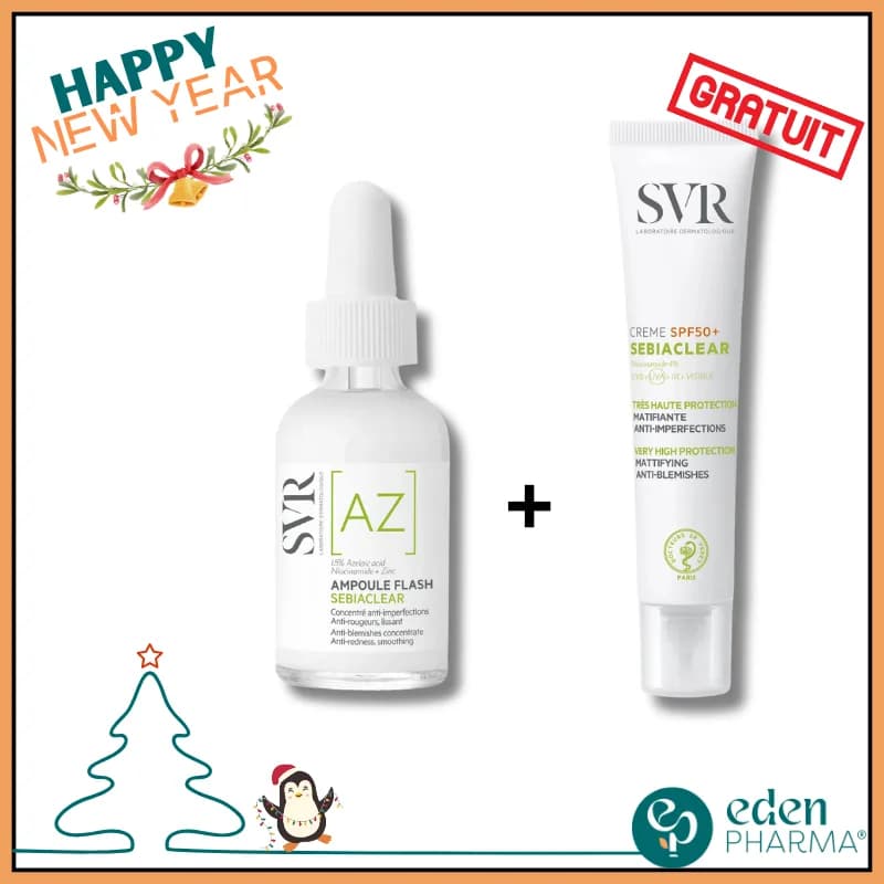 Vente Flash SVR Sebiaclear Ampoule Az + Creme Sebiaclear SPF 50+