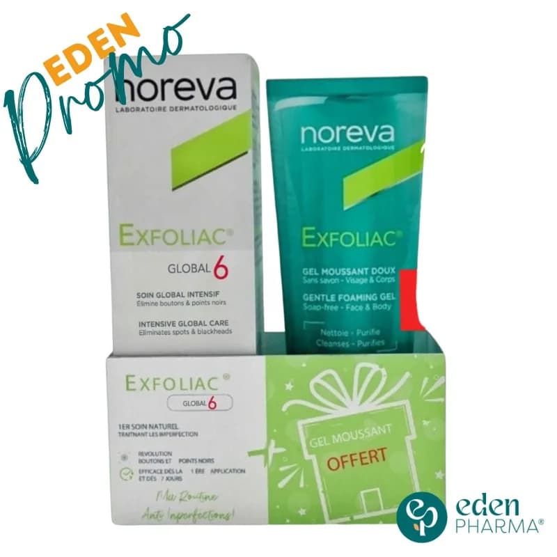 Noreva Exfoliac Global 6 30 ml + Gel Nettoyant 100 ml Gratuit