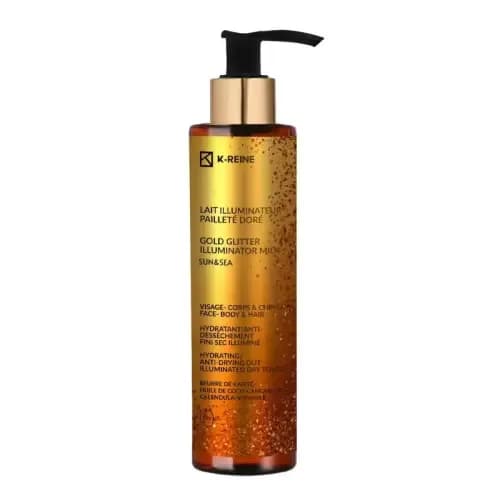 K-REINE LAIT ILLUMINATEUR PAILLETE DORE VISAGE CORPS ET CHEVEUX SPF10 150 ML
