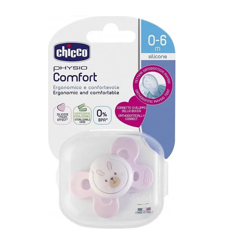 Chicco Sucette Physio Comfort Silicone 0-6m+ Rose