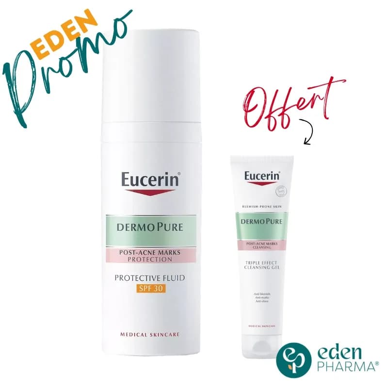 Eucerin Dermopure Fluide Protecteur SPF30 50 ml + Gel Nettoyant Triple Action 20 ml Gratuit