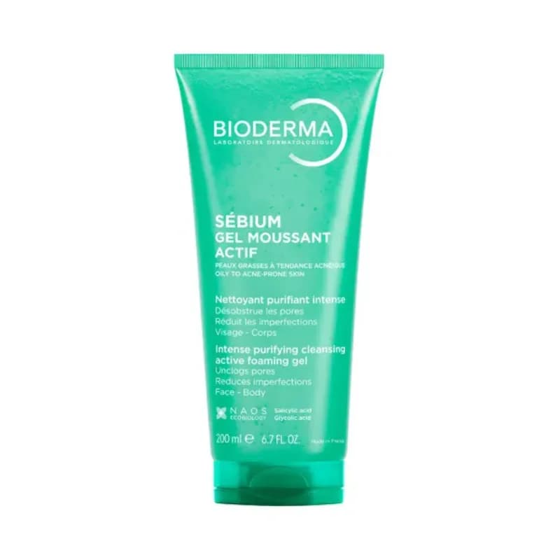 Bioderma Sebium Gel Moussant Actif 200 ml Peaux Grasses a Tendance Acneique