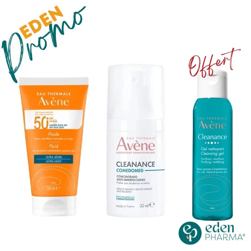 Avene Pack Trio Nettoyage Protection et Soin Cleanance Anti-Imperfections