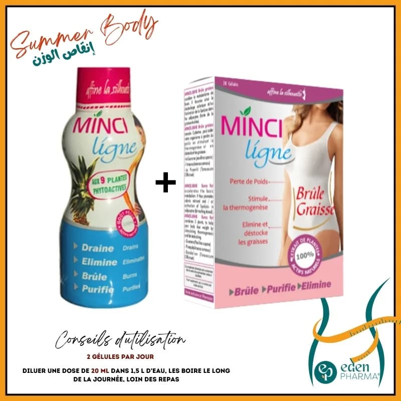 Minciligne Offre Brule de Graisse + Draineur 9 Plantes