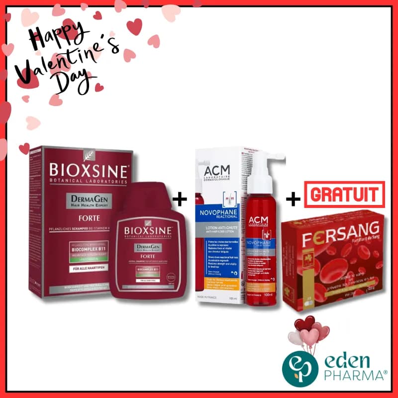 Pack Anti Chute Shampoing Bioxine+ Lotion Novophane + Fer Sang 30 Gratuit