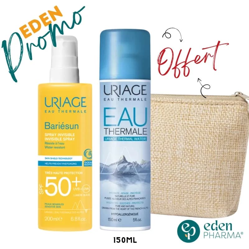 Uriage Bariesun Spray Invisible SPF 50+ 200 ml + Eau Thermale 150 ml et Trousse Gratuit