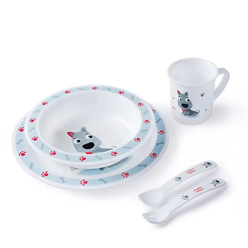 Canpol Babies Set Repas 5p Bleu Happy Animals Chiens 4/401