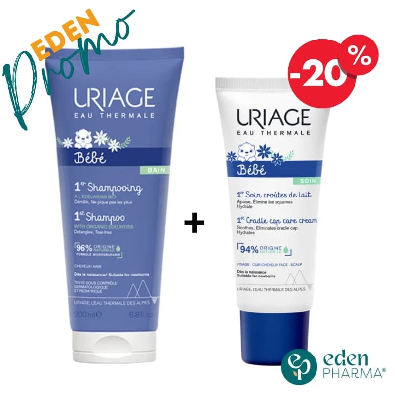 Uriage Bebe 1er Shampooing Extra Doux Cheveux 200 ml + Croute de Lait 40 ml -20%