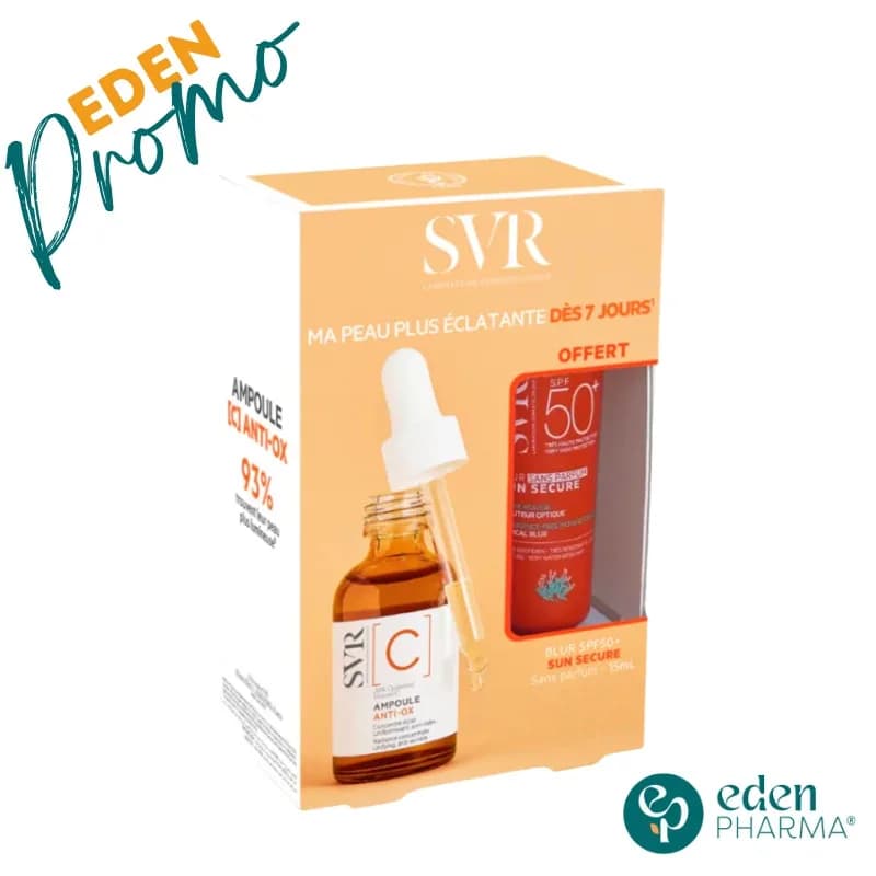 SVR Ampoule Anti Ox Vitamine C 20% + Sun Secure Blur sans Parfum 15 ml Gratuit