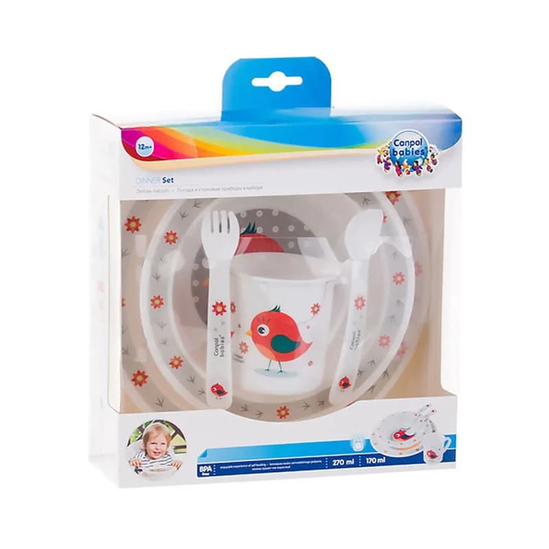 Canpol Babies Set Repas 5p Rouge Happy Animals Oiseau 4/401