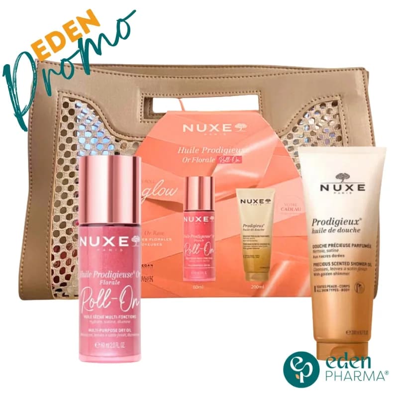 NUXE SAC HUILE PRODIGIEUSE FLORALE ROLL-ON 60ML+ PRODIGIEUSE HUILE DE DOUCHE 200ML (OFFERT)