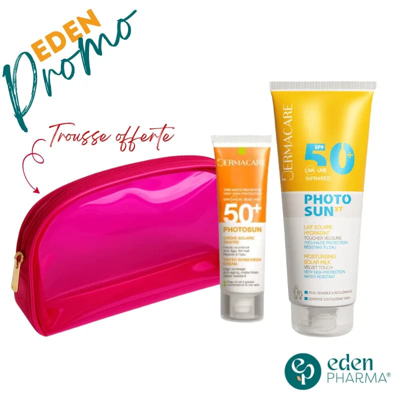 Pack Peau Grasse Ecran Dermacare Photosun Invisible ou Teinte SPF50 + Lait Solaire Corps SPF 50+ 250 ml