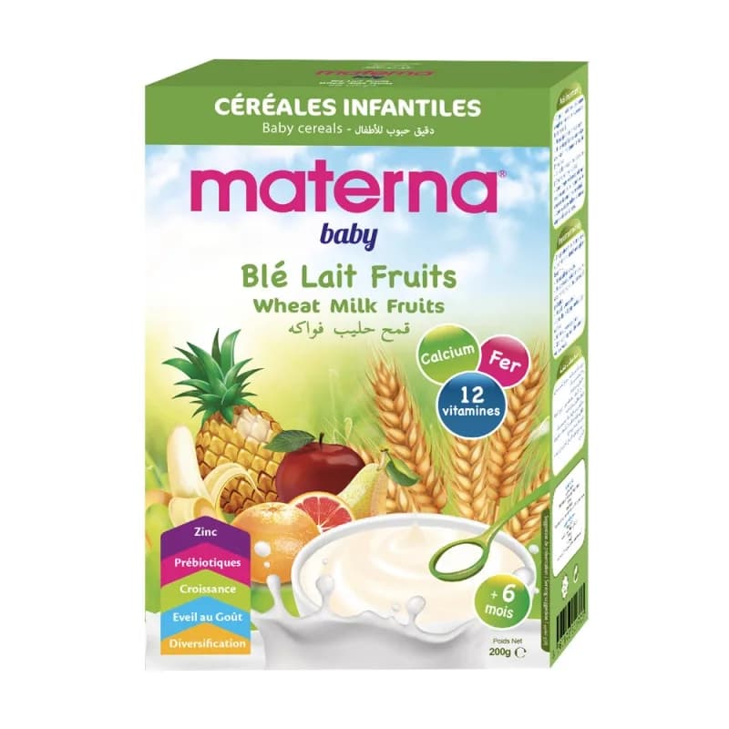 Materna Céréales Ble Lait 5 Fruits 200 gr