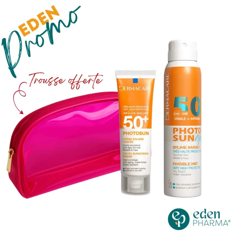 Pack Peau Seche Ecran Dermacare Photosun Teinte SPF50 + Spray Solaire Corps SPF 50+ 200 ml