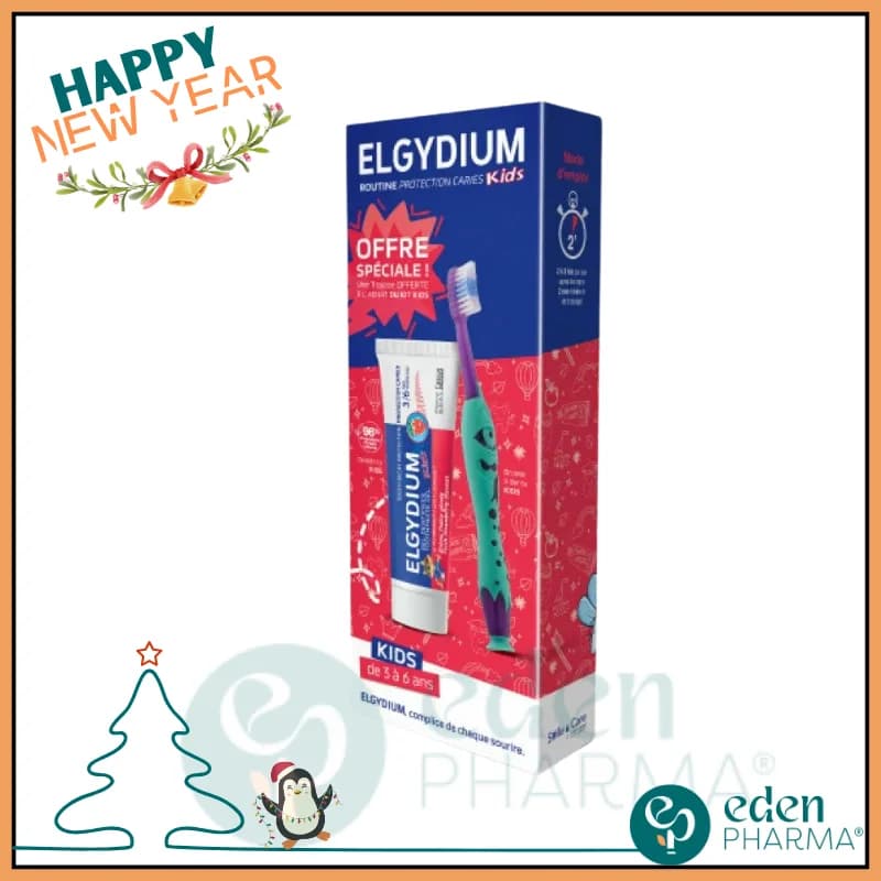 Elgydium Kids Dentifrice Fraise + Brosse a Dent Kids Avec Trousse Offert