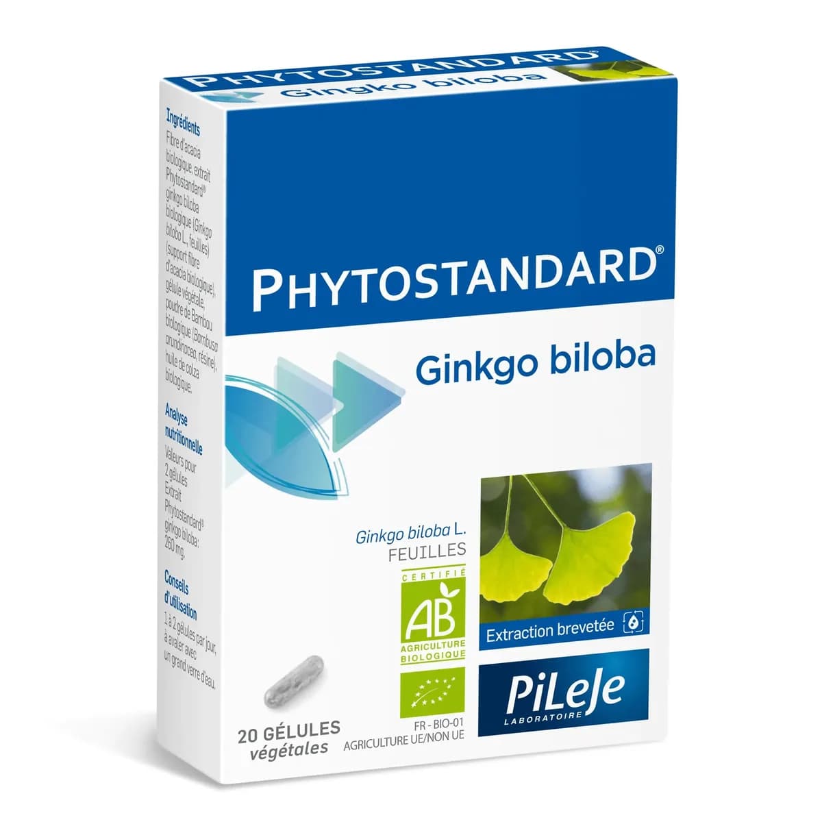 Pileje Phytostandard Ginkgo Biloba 20 Gelules Vegetales
