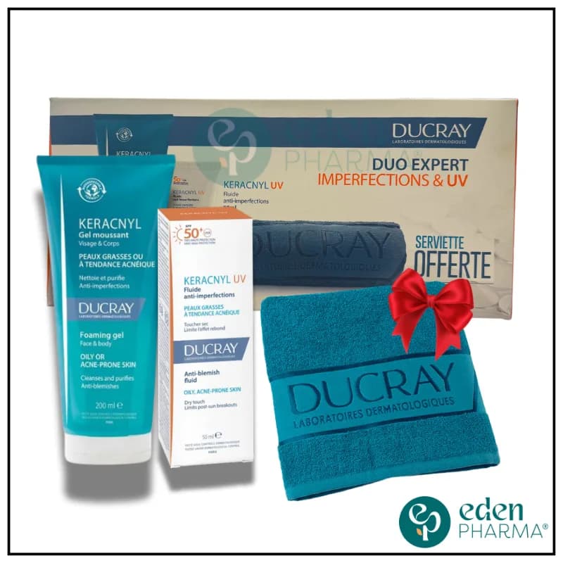 Duo Expert Imperfection et UV Ducray Keracnyl Gel Nettoyant + Keracnyl UV SPF50+