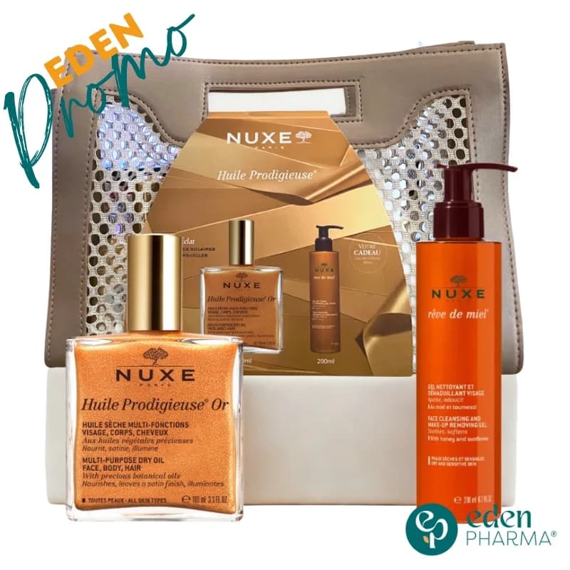 NUXE SAC HUILE PRODIGIEUSE OR VAPORISATEUR 100ML+REVE DE MIEL GEL NETTOYANT ET DEMAQUILLANT 200ML (OFFERT)