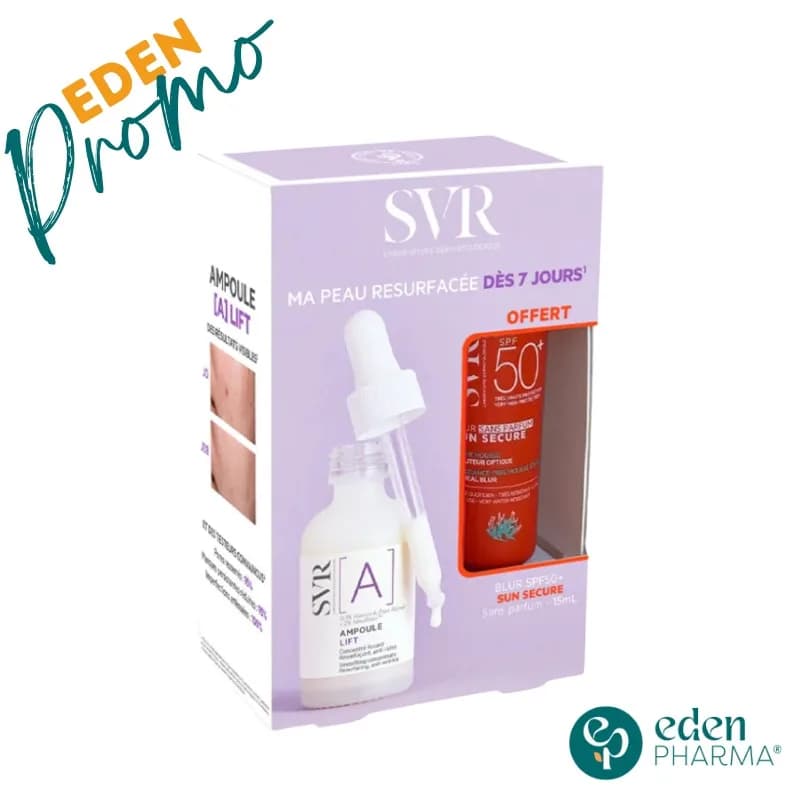 SVR Ampoule a Lift 0.3% Concentre Lissant + Sun Secure Blur sans Parfum 15 ml Gratuit