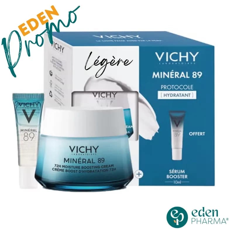 Vichy Mineral 89 Creme Legere Boost Hydratation 72h 50 ml + Serum 10 ml Offert