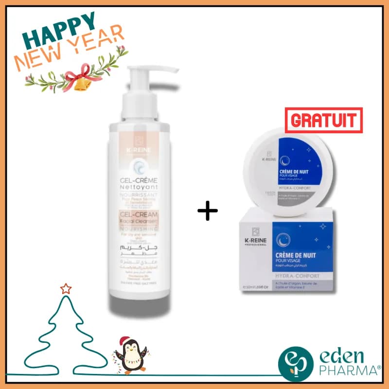 Vente Flash K-Reine Gel Nettoyant Nourrisant Hydratant + Creme Hydratante de Nuit Gratuite