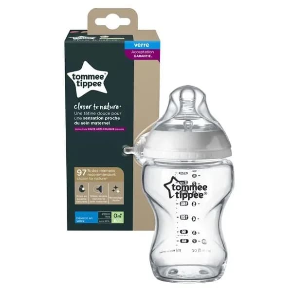 Tommee Tippee Colse To Nature Biberon Blanc en Verre 0 m+ 250 ml