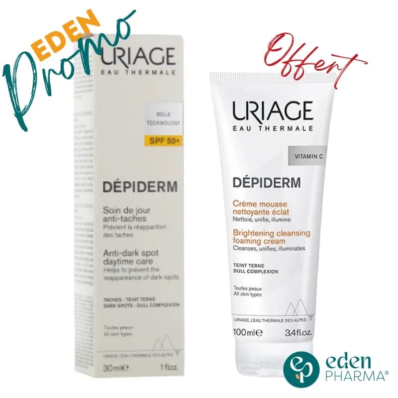 Uriage Duo Depiderm SPF50+ Soin Anti-Tache + Depiderm Mousse 150 ml Offert