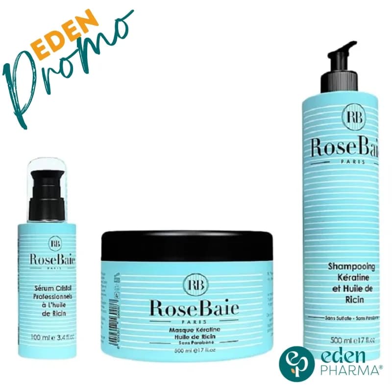 Rosebaie Pack Huile de Ricin Shampoing Masque et Serum