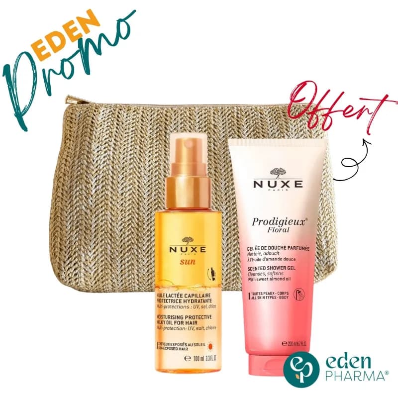 Nuxe Trousse Sun Huile Lactée Capillaire 100 ml + Gelee Florale de Douche 100ml Gratuit