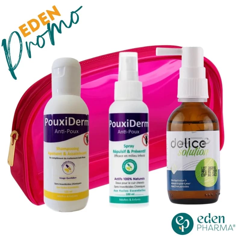 Trousse Rentree Scolaire Anti-Poux (Delice+shampoing Pouxiderm+lotion Repulsif)